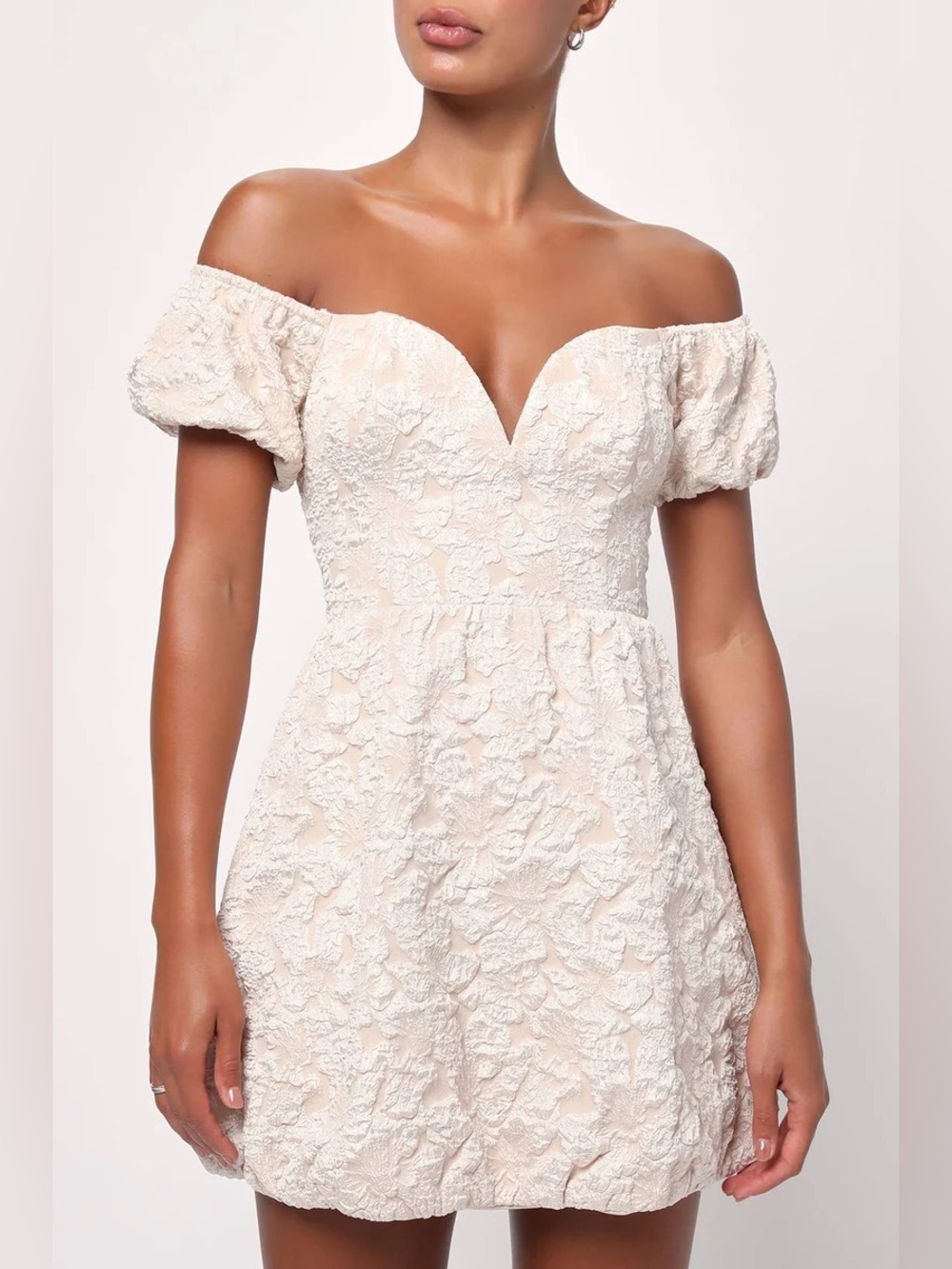 Avery Jacquard Puff Sleeve Mini Dress